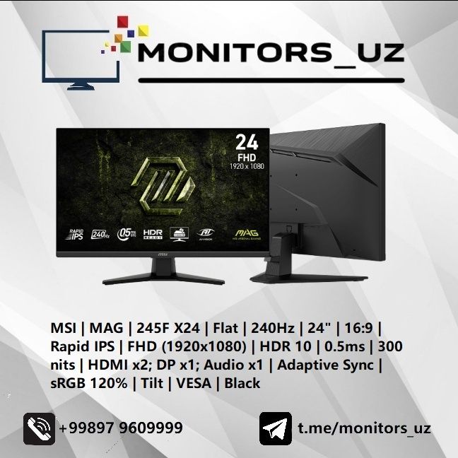 [NEW] монитор MSI 245F X24 IPS 240Hz