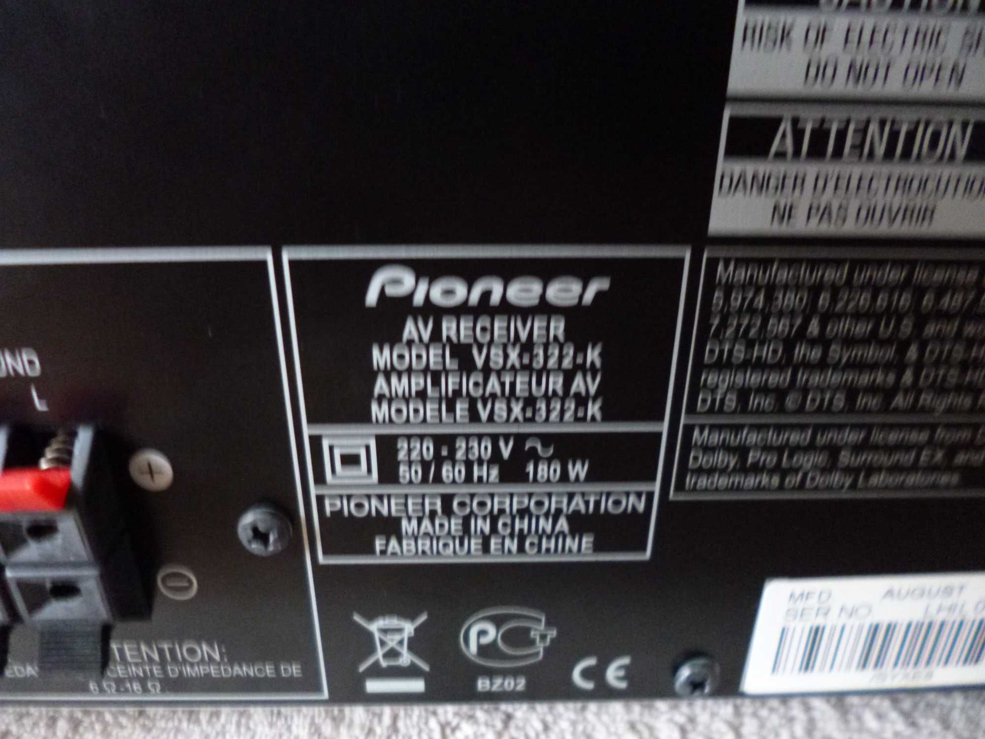 Amplificator  Pioneer VSX 322 K,Hdmi,Optical,Analog,100W Canal