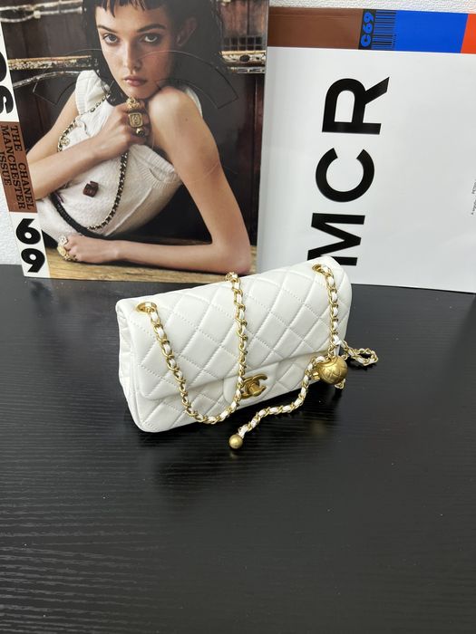 Geanta Chanel classic 20cm, alb, Premium