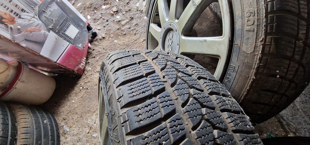 Jante aliaj R175×112 cu anvelope de iarna 225/45/R17 folosite un sezon