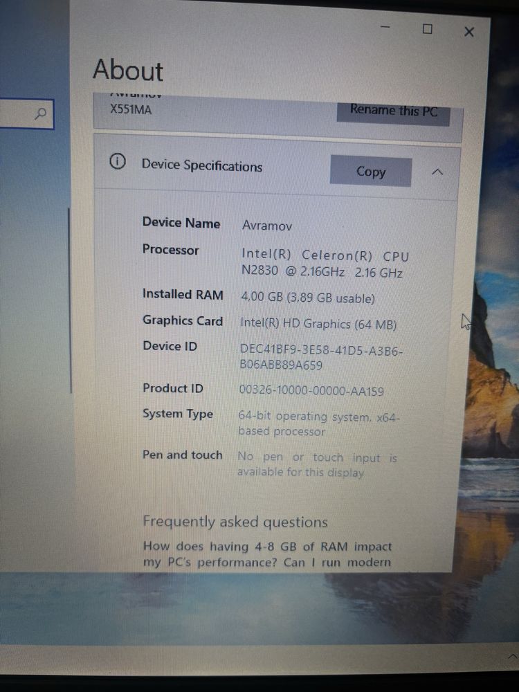 Лаптоп ASUS X551M