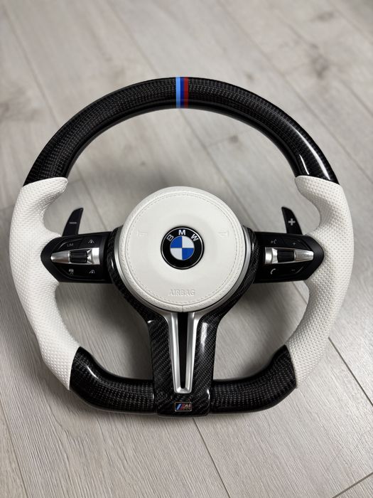 Volan BMW M Piele Alba Nappa SERIA 1; 2; 3; 4; X1; X2; X3; X4; X5; X6