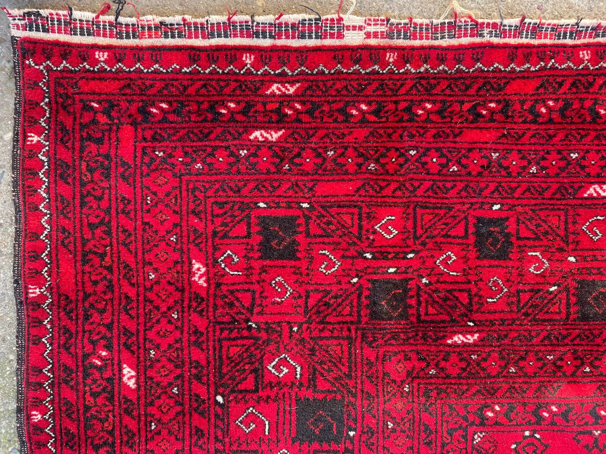 covor afghan turkmen tribal Ersari mare rosu 340 x 250 cm