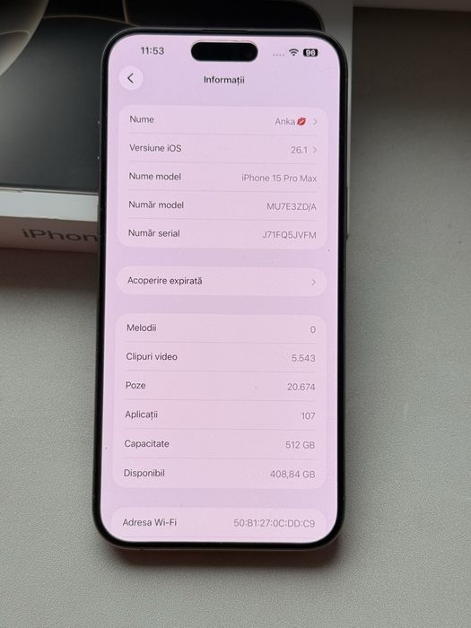 Iphone 15 ProMax 512 MB