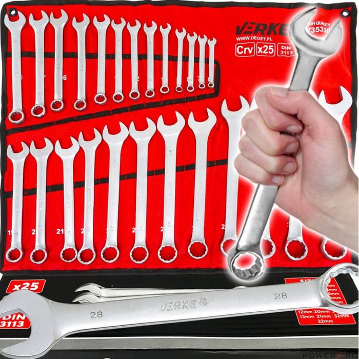 Set chei combinate, 6-32 mm, 25 piese, crom-vanadiu, Verke