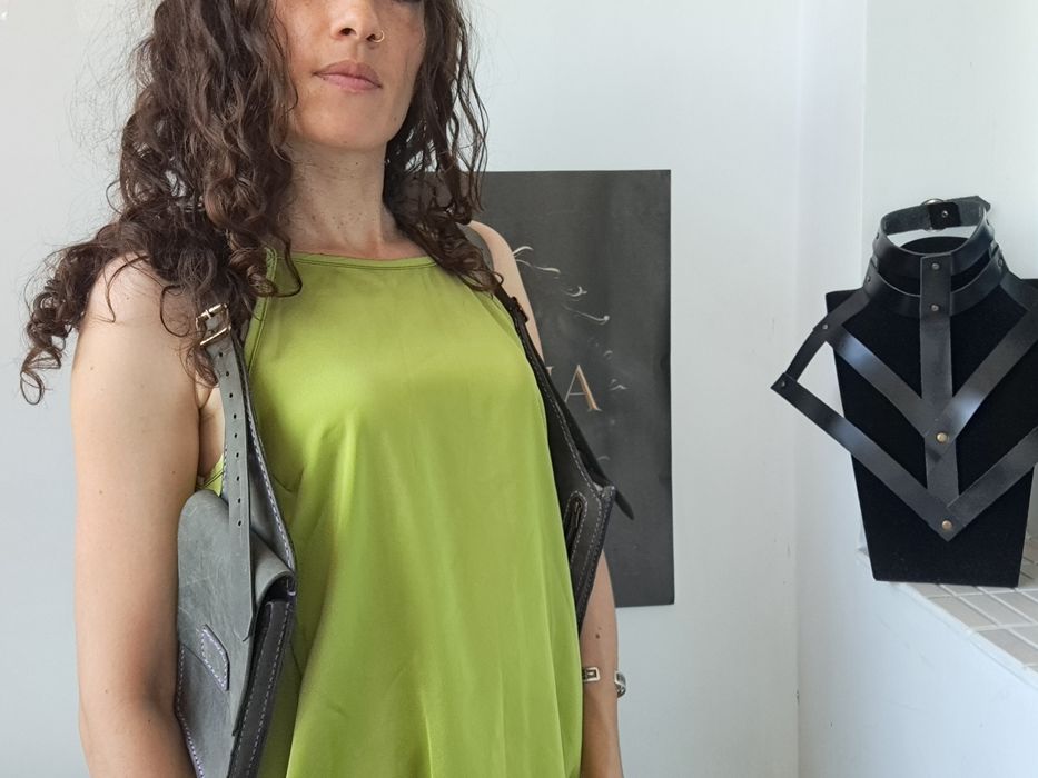 Ham cu buzunare din piele naturala