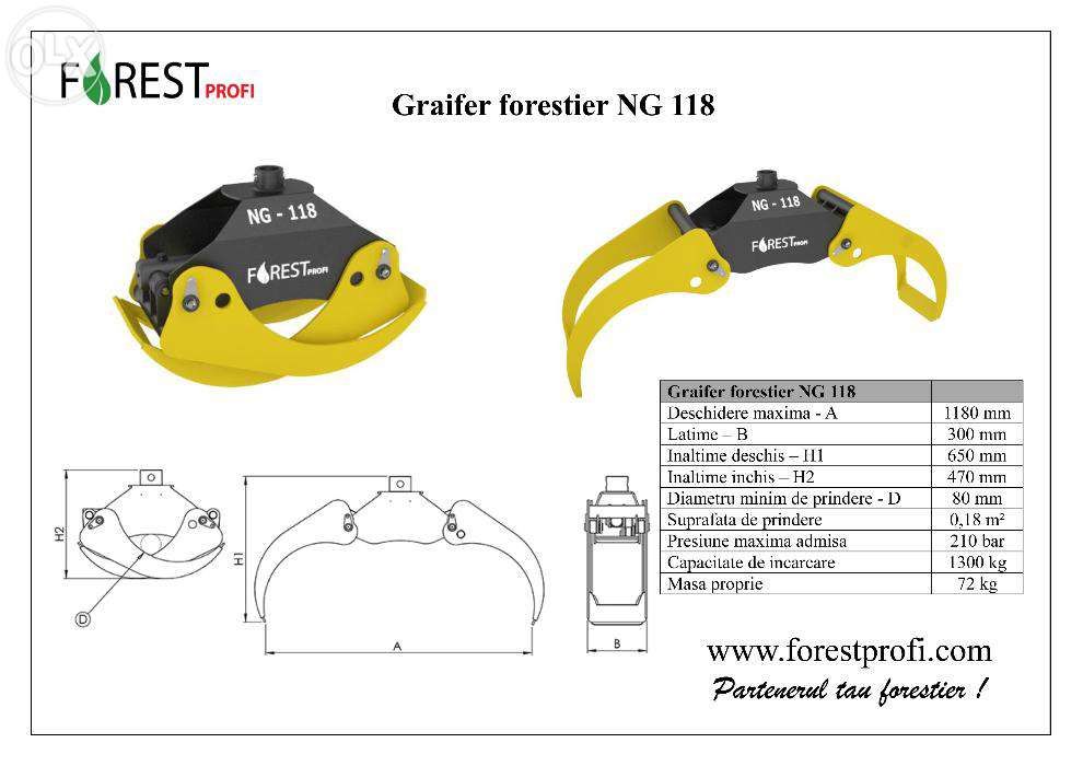 Graifer forestier NG 118 deschidere 1180mm