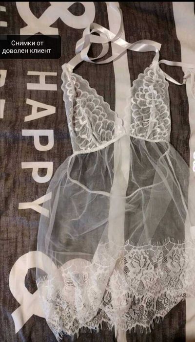 Секси дантелена нощница с прашки