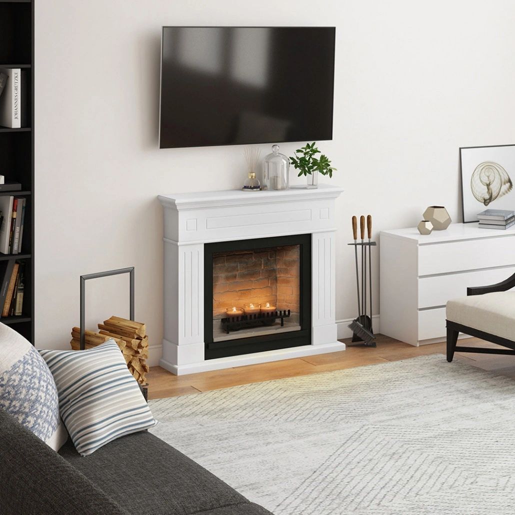 Larsen Pure White Semineu cu lumanari ZenFlame