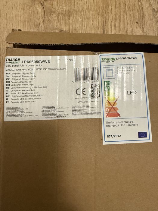 Vand panou LED, pătrat, alb Tracon. Nou