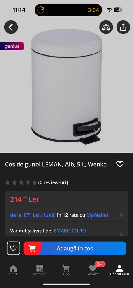 Cos de gunoi baie wenko 5 l