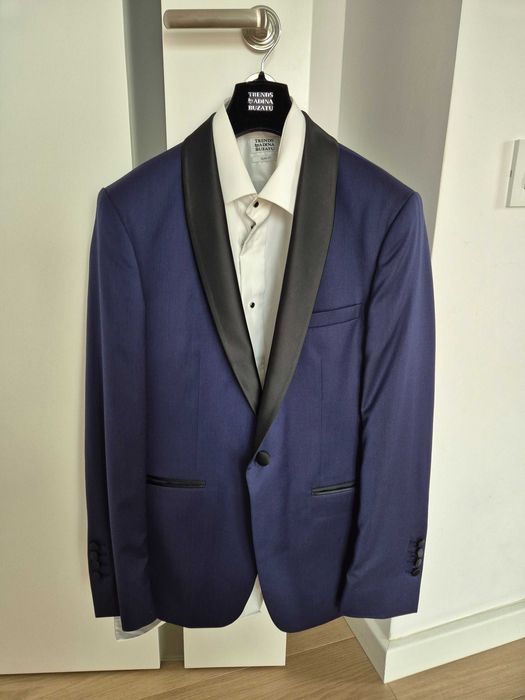 Sacou nunta Adina Buzatu bleumarin si camasa slim fit mire