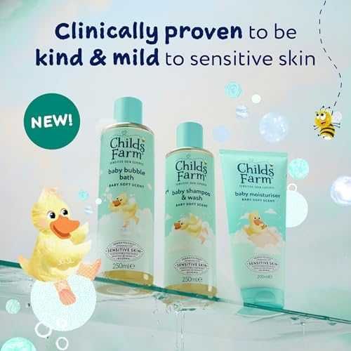 Нов Нежен комплект за баня Childs Farm 3 части за бебе Пяна гел лосион