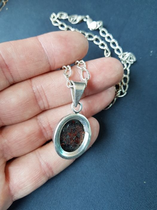 Colier superb argint 925 Miler,pandantiv vintage chihlimbar maro,super