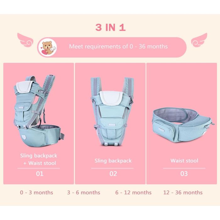 Колан кенгуру със седалка за носене на бебе+червена като подарък