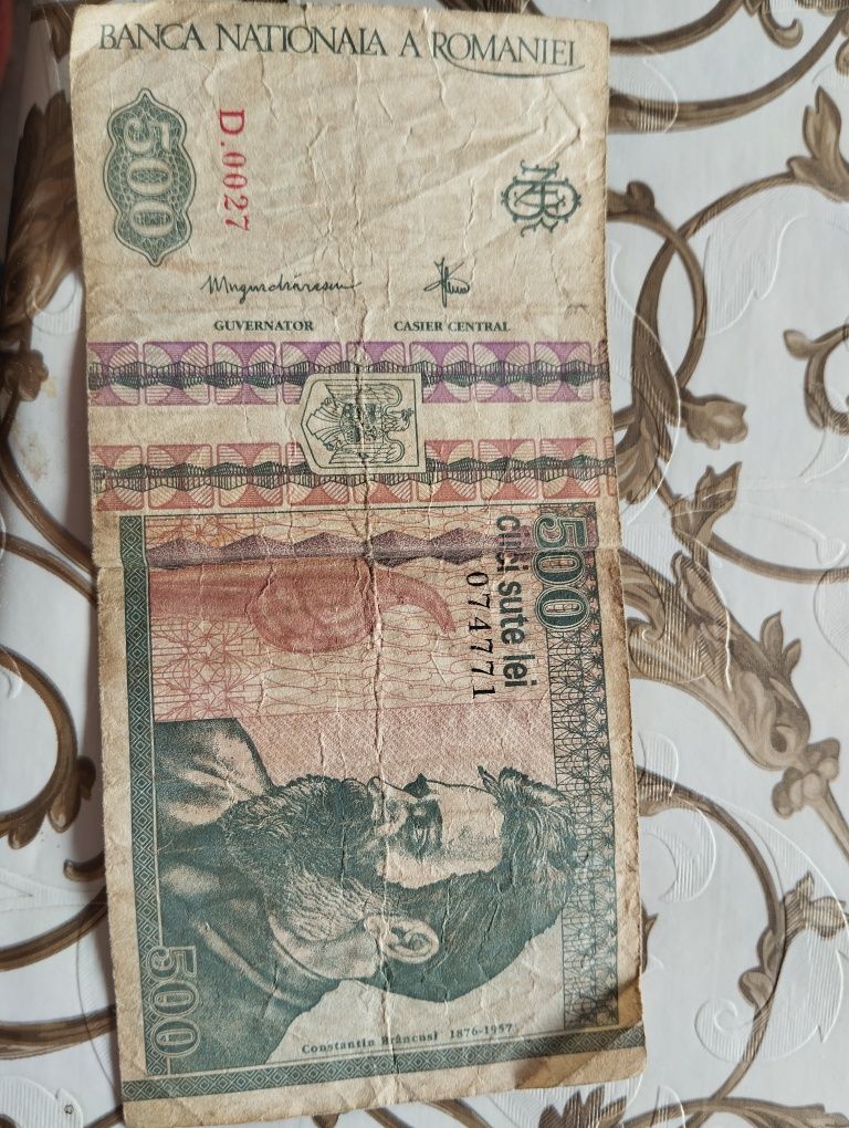 Vând 2 bancnote 500 lei Constantin Brâncuși din 1992