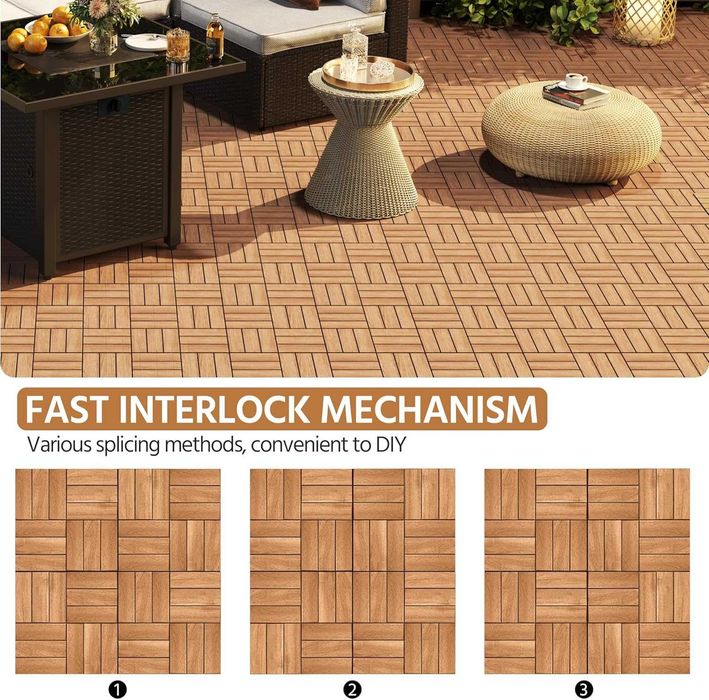 Placaj placi terasa lemn acacia 30x30 cm |S 592114 Natural Wood(27pcs)