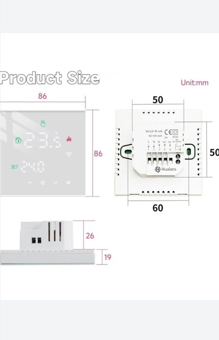 Termostat centrala/încălzire pardosea Wifi, Tuya Hualans