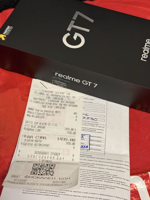 КАТО НОВ 512GB Realme GT 7 Гаранция Technopolis 2027г. Blue