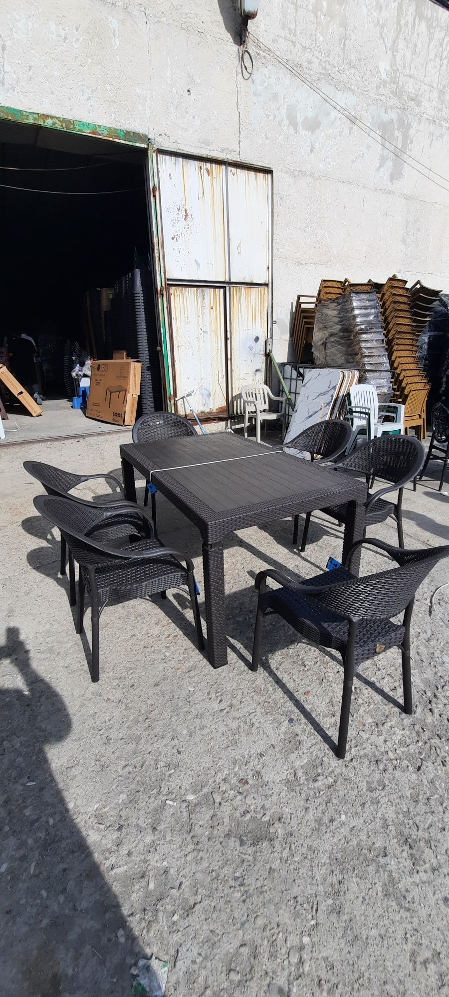 градински комплект 6 стола и маса 90/150 тип ратан/столове/стол/маси