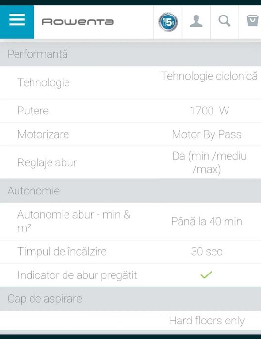 Vând aspirator Rowenta Clean and Steam RY7557WH, functie curățare abur