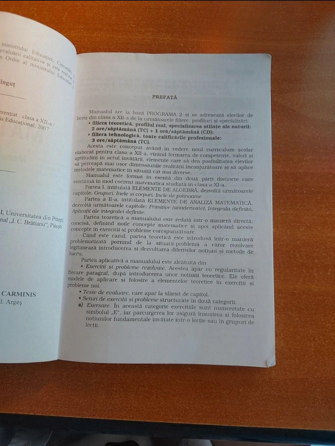 Manual de matematică M2, clasa a 12a