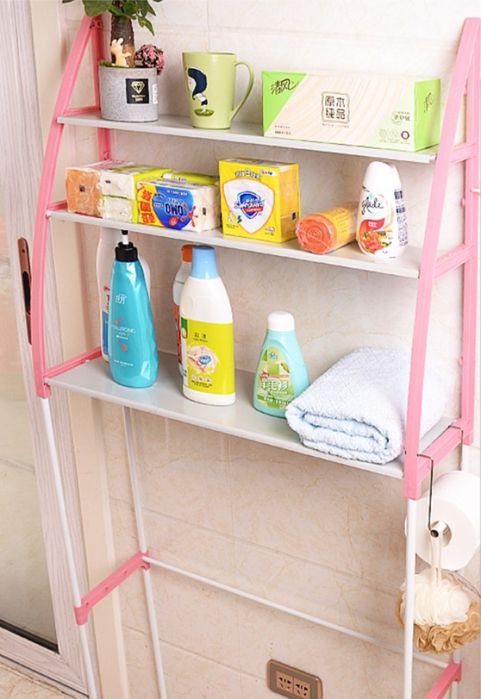 Метална етажерка за над пералня с три рафта син цвят