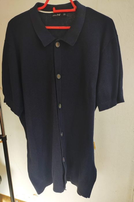 Cardigan Maneca Scurta Bumbac Tricou  Bleu Barbați XL