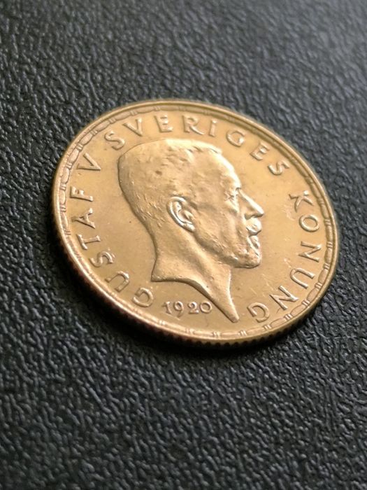 5 крони 1920 год, Швеция, крал Густав V, Злато 2.24 гр900/1000
