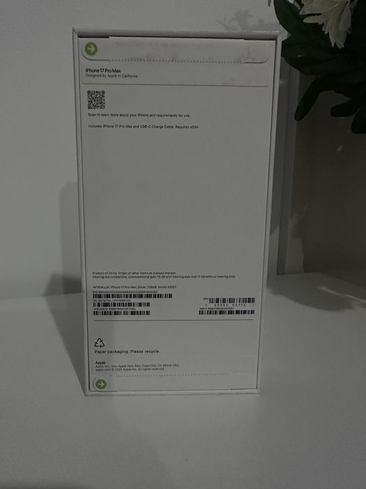 iPhone 17 PRO MAX | 256 GB | Silver | Sigilat eSim si iPhone 17 PRO