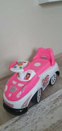 Mașinuță fara pedale pentru fetițe cu lumini si muzică pe volan