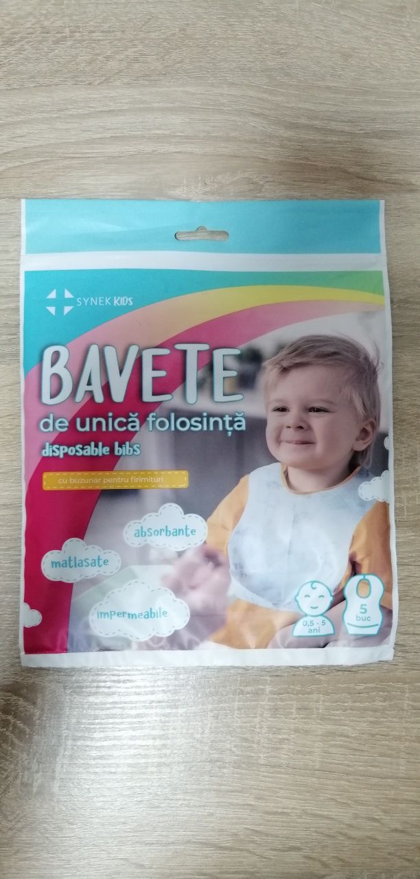 Bavete de unica folosinta cu buzunar firmituri Synek, 0.5 - 5 ani