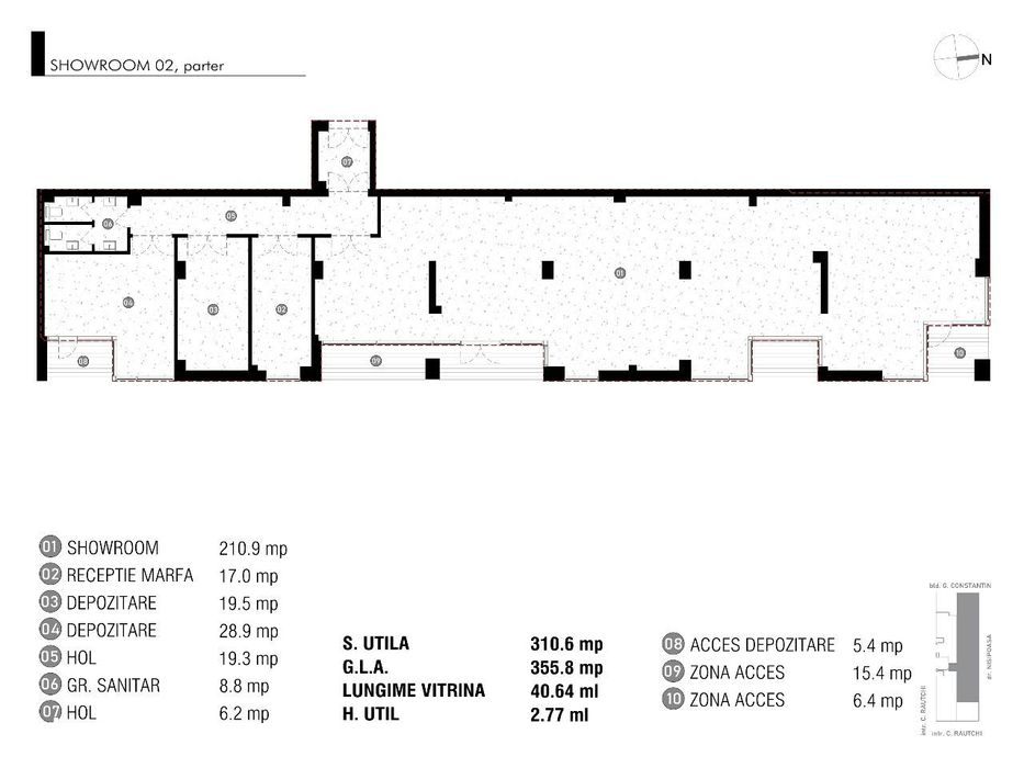 Spatiu 310 mp cu vitrina 40 ml - Antracit Coandă
