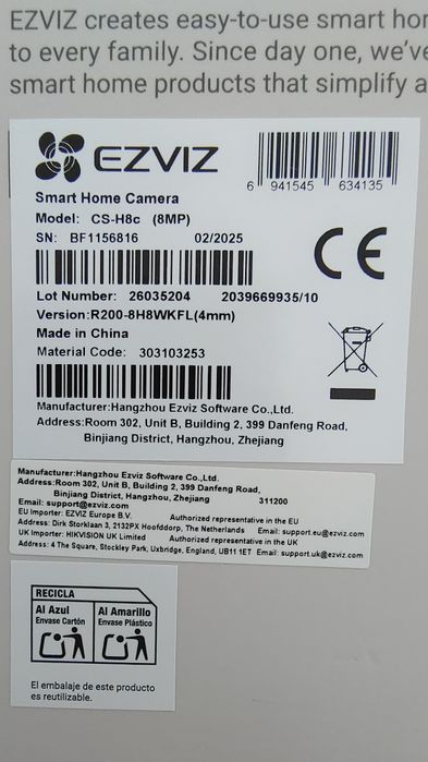 Camera IP Wireless EZVIZ H8c Pro, 4K, 8MP, IR 30m, sirena, microfon