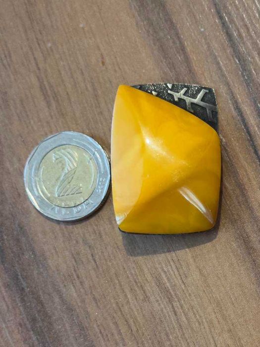 Сребърна Брошка с Кехлибар Сребро 875