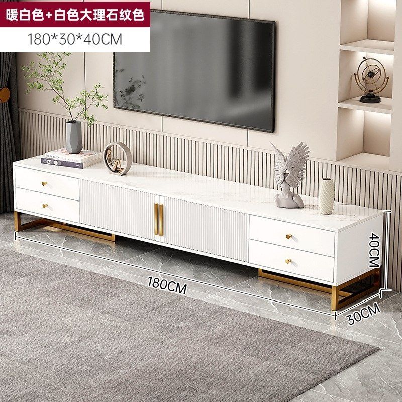 Тумба под ТВ «WhiteGold» 180×30×40 — белый с золотыми ножками