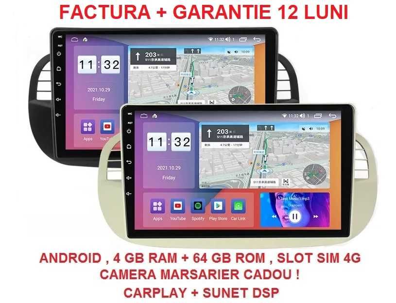 Navigatie Fiat 500 ( 2007 - 2015 ) Noua Garantie Camera Marsarier
