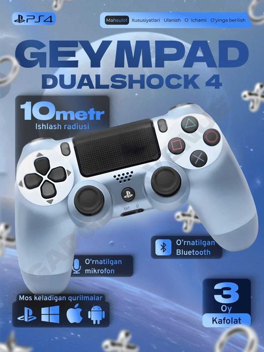 Jostik simsiz Dualshock 4, PC va Sony Playstation 4 uchun joystik.