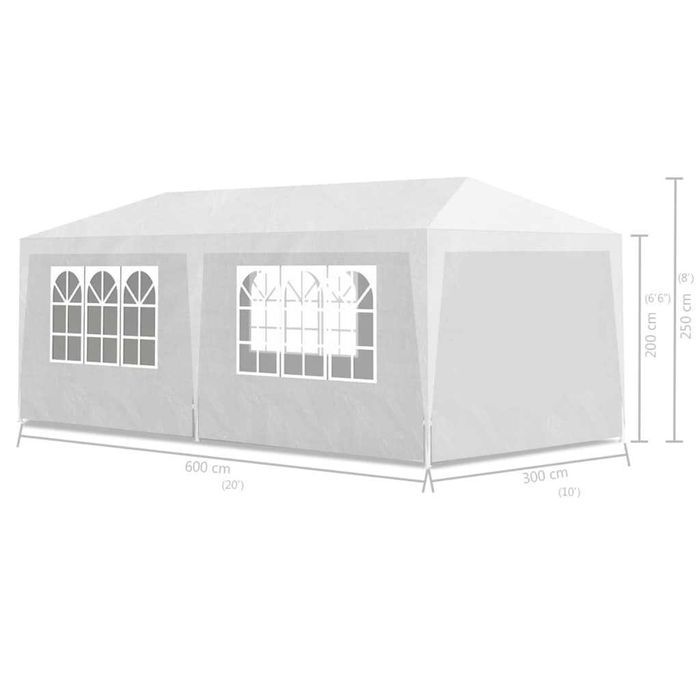 Pavilion cort de gradina pentru petreceri, 3 x 6 metri, alb 3x6m nou