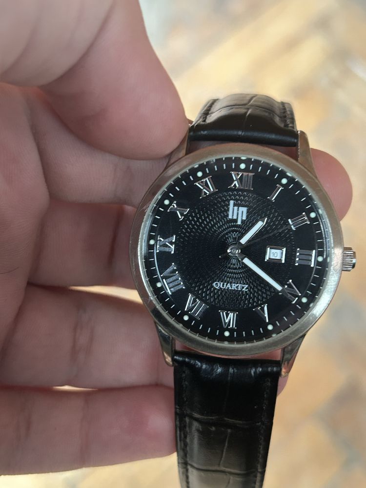 Мъжки часовник LIP Black Leather Strap In Good Condition