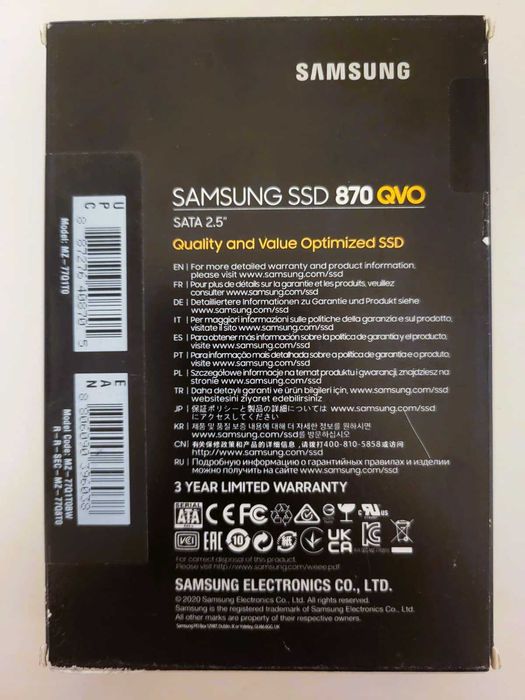 SSD Samsung 870 QVO, 1TB, SATA 2.5", viteză și fiabilitate, sigilat