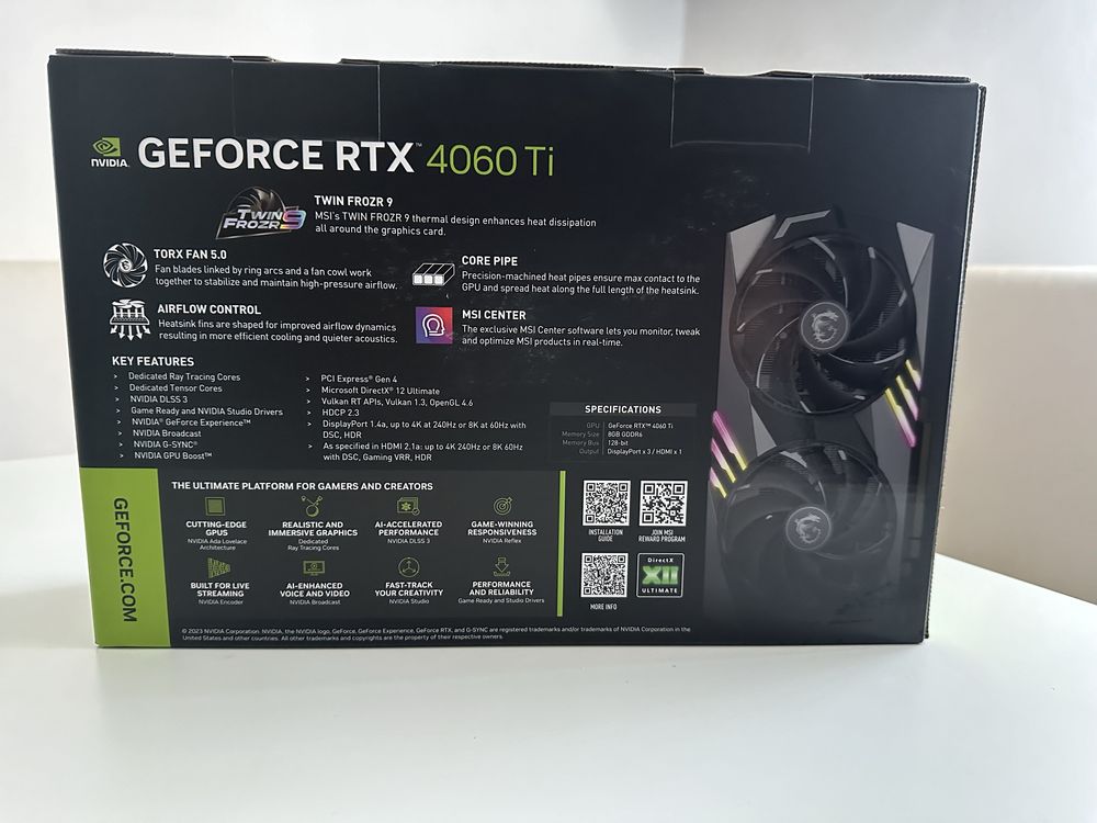 Placa video MSI nVidia GeForce RTX 4060 Ti GAMING X 8GB GDDR6 128bit