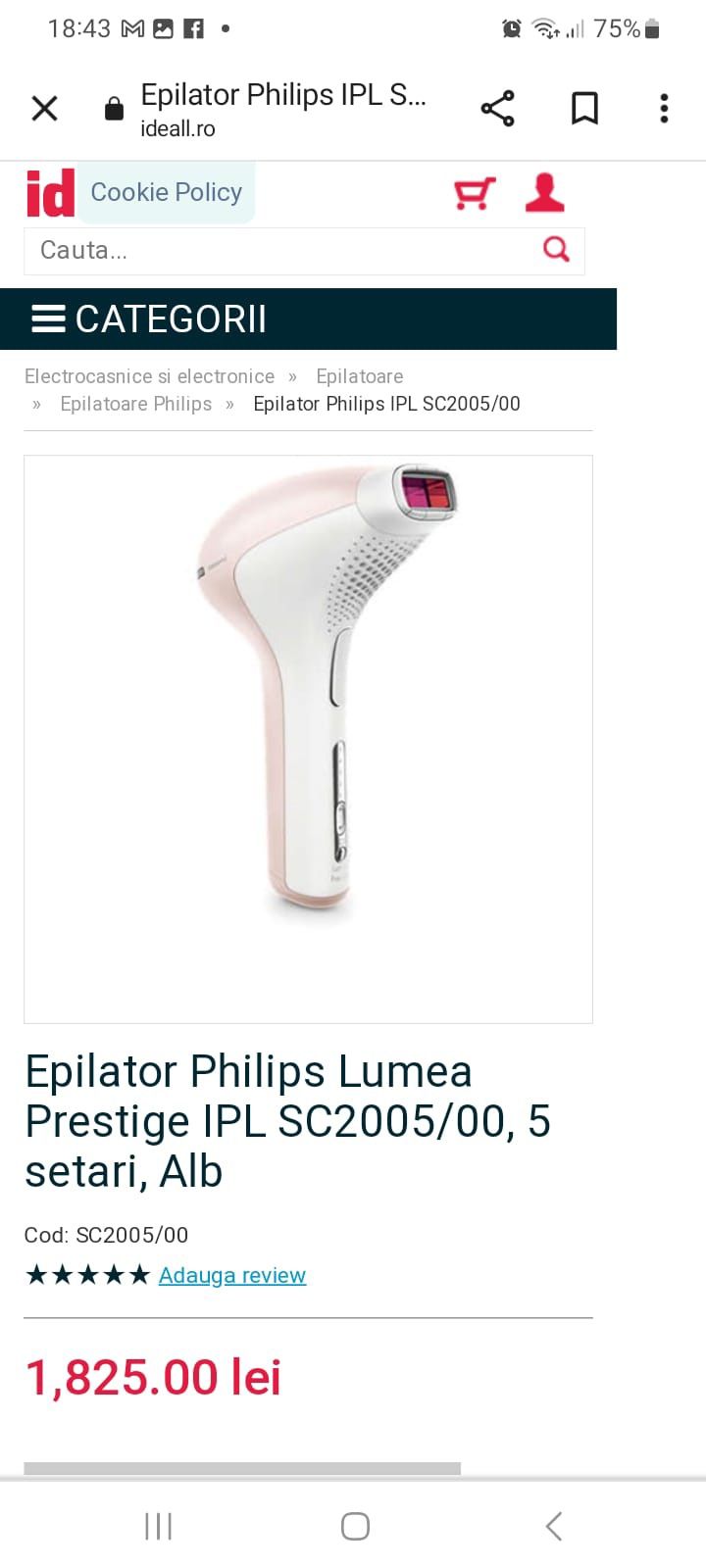 Epilator IPL Philips Lumea SC2005