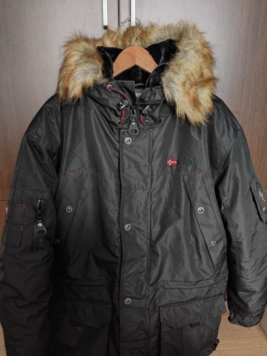 Geo Norway Geaca impermeabila de iarna cu gluga Abiosaure, Negru, M