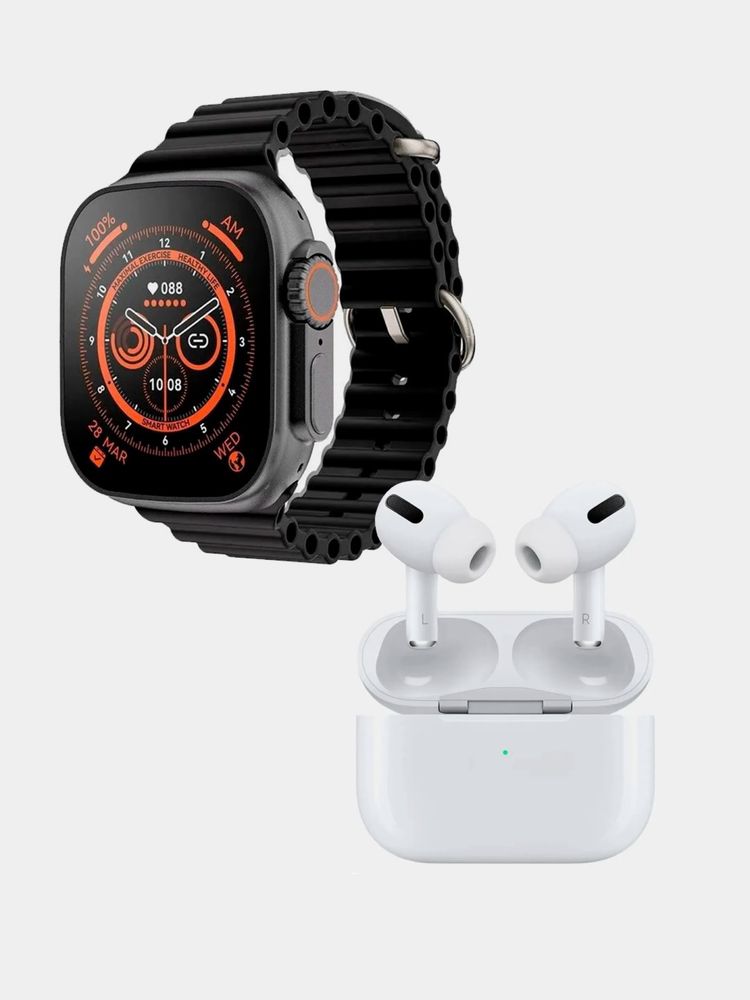 Умные часы Smart Watch 8 Ultra Черный + В ПОДАРОК наушники AirPods Pro