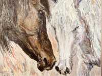 Масло картина двойка коне