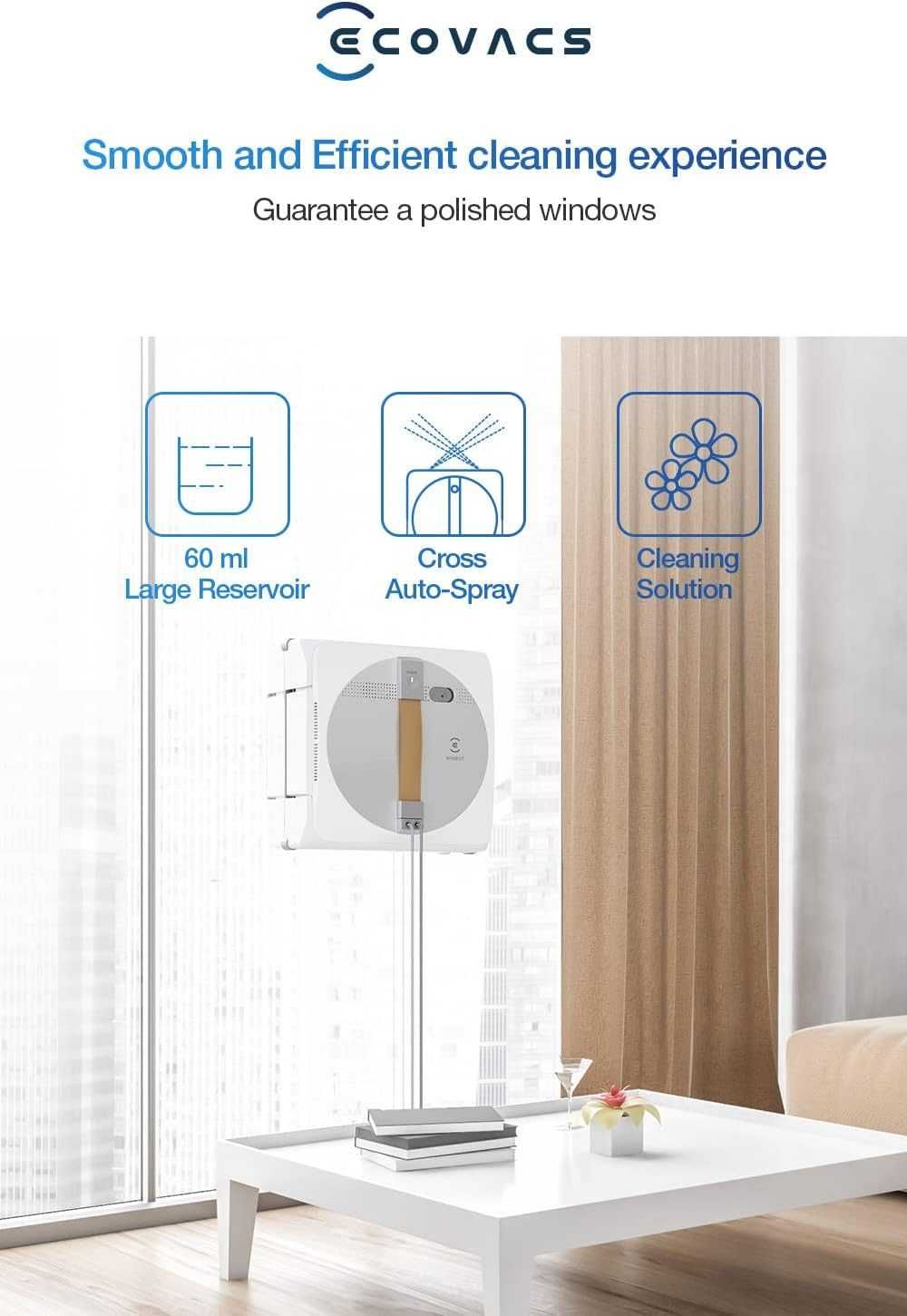 Робот за чистене на прозорци Ecovacs Winbot W1 Pro с моп WiFi App