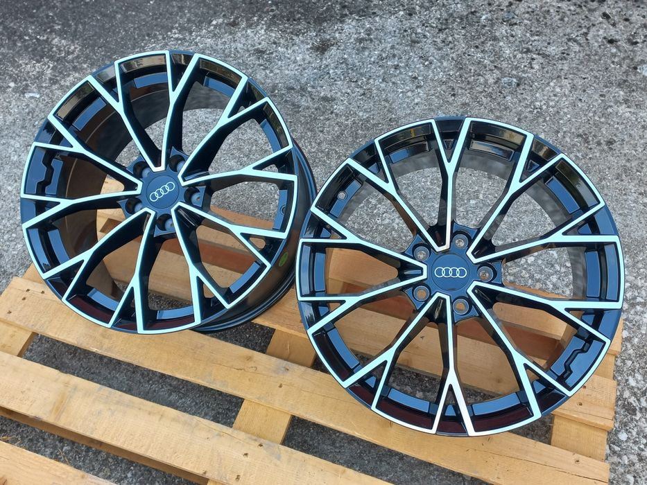 18"Audi S line 5x112 8j et40 A3 A4 A6 Q3 Q5 Black Polish Чисто Нови.