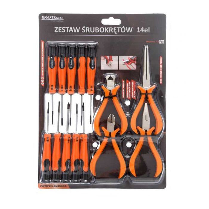 Комплект 14бр. отвертки и клещи