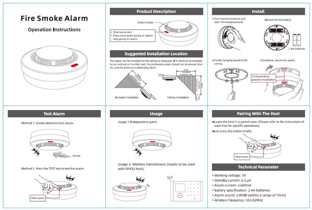 [NOU] LICHIDARE STOC Detector de fum cu senzor, cu baterii